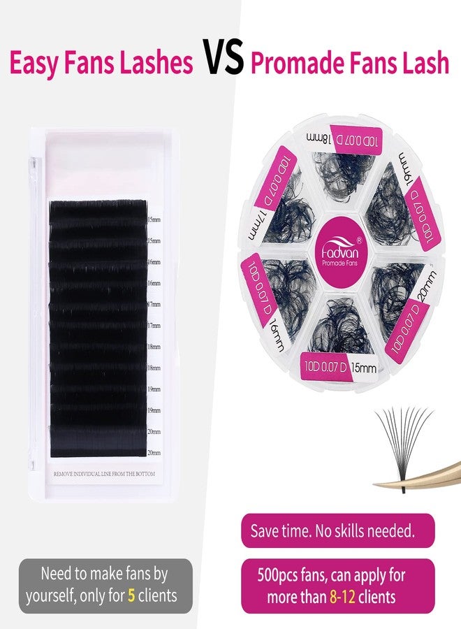 FADVAN 600 Premade Fans Eyelash Extensions Mixed Tray 15-20mm 10d Premade Volume Eyelash Extensions 0.07mm Thickness Handmade Loose Fans (10D-0.07D,15-20mm) - Image 5